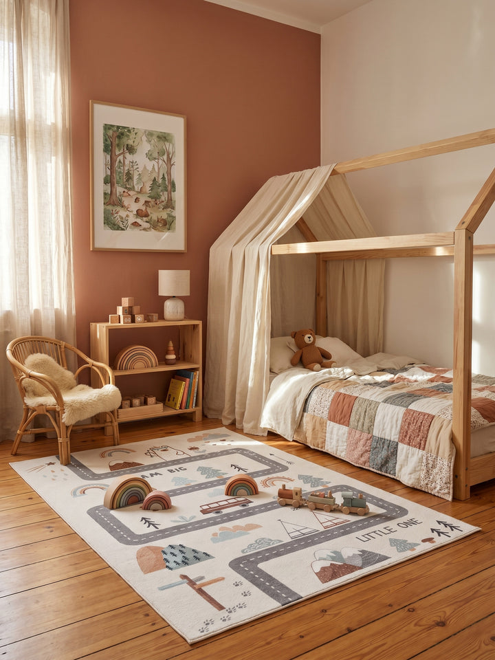 Teppich Creme rechteckig Wohnaccessoire Deko_
