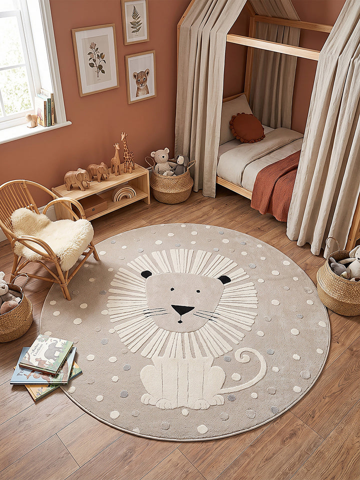 Teppich Beige rund Draufsicht_