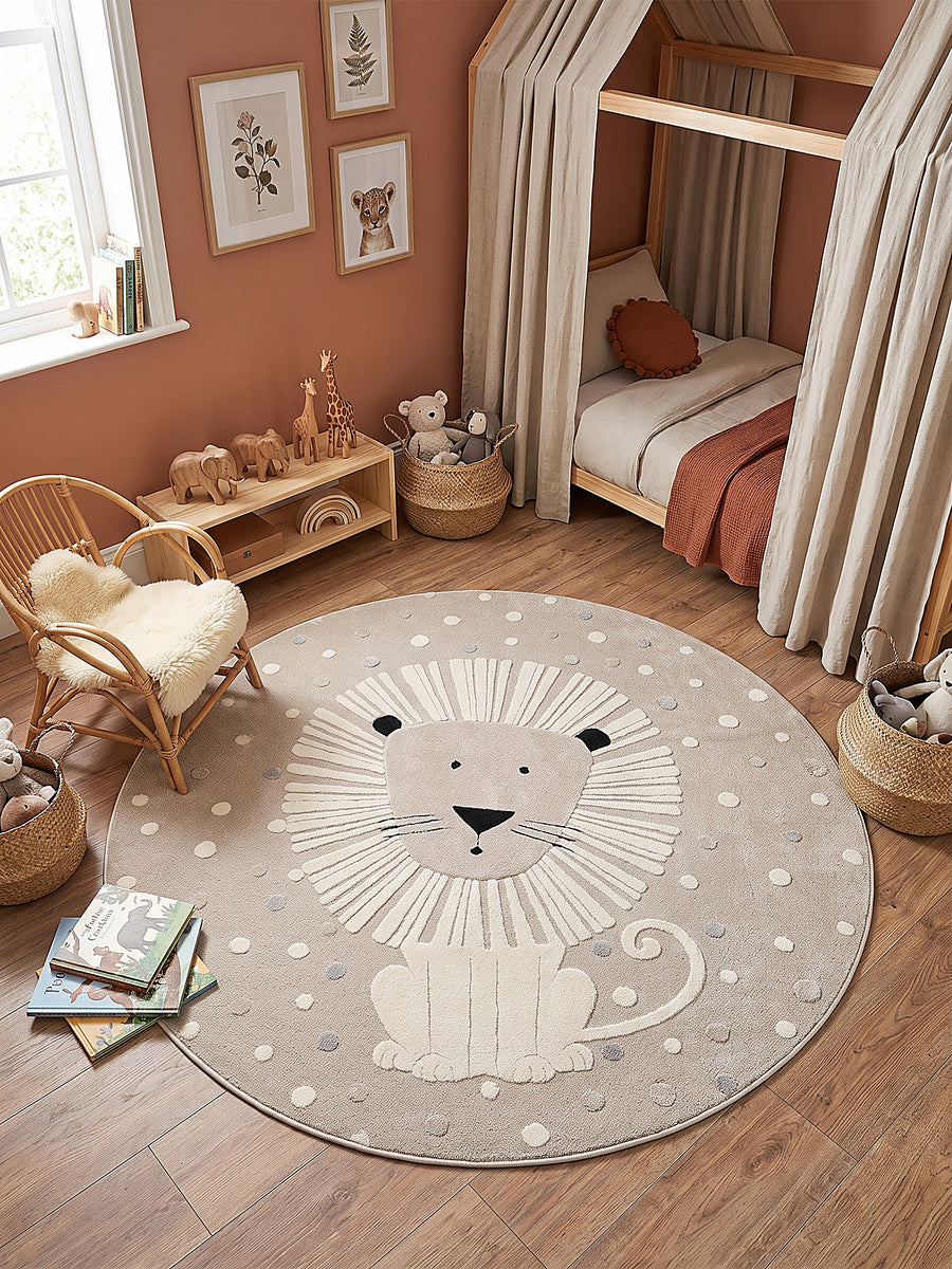 Teppich Beige rund Draufsicht_