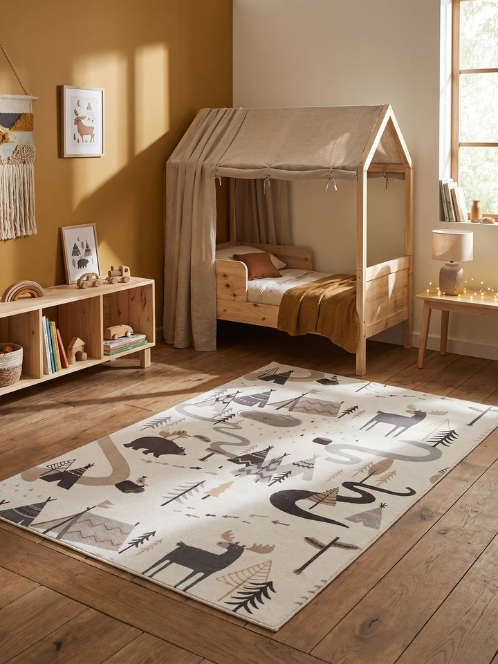 Teppich Creme rechteckig im Wohnzimmer Einrichtungsidee_