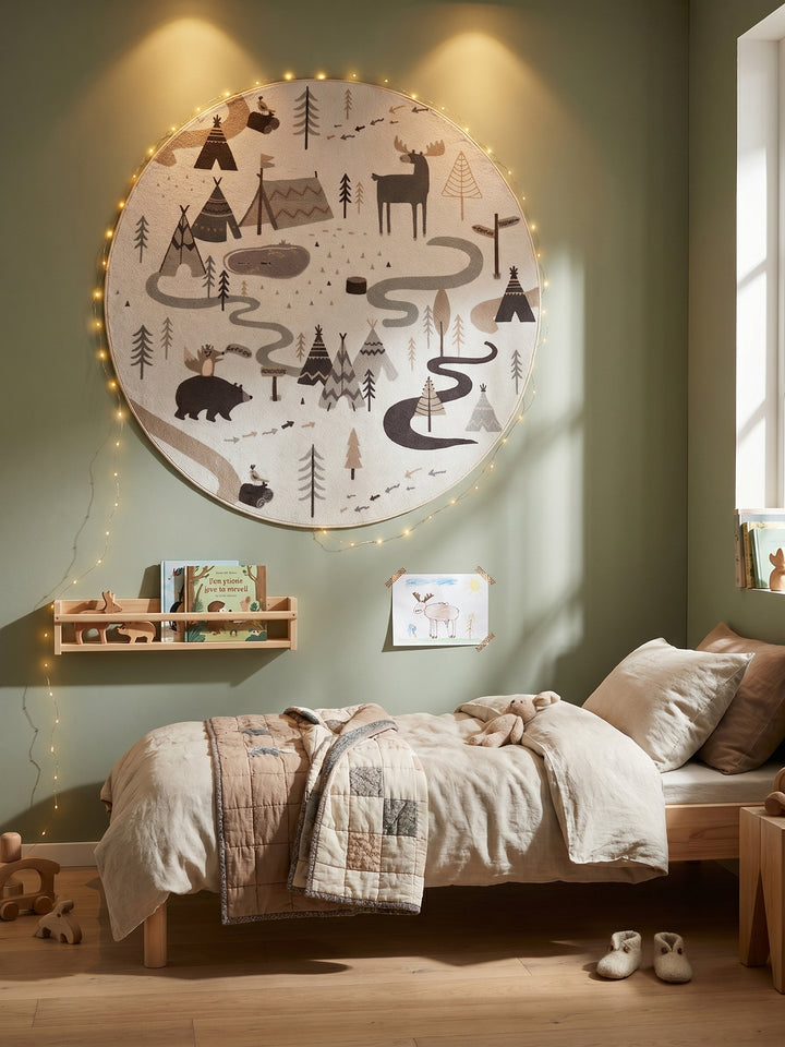 Teppich Creme rund Wandteppich Wanddeko_