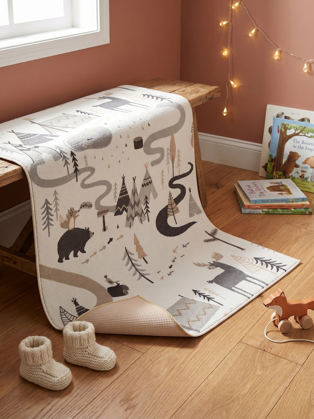 Teppich Creme rechteckig Wohnaccessoire Deko_