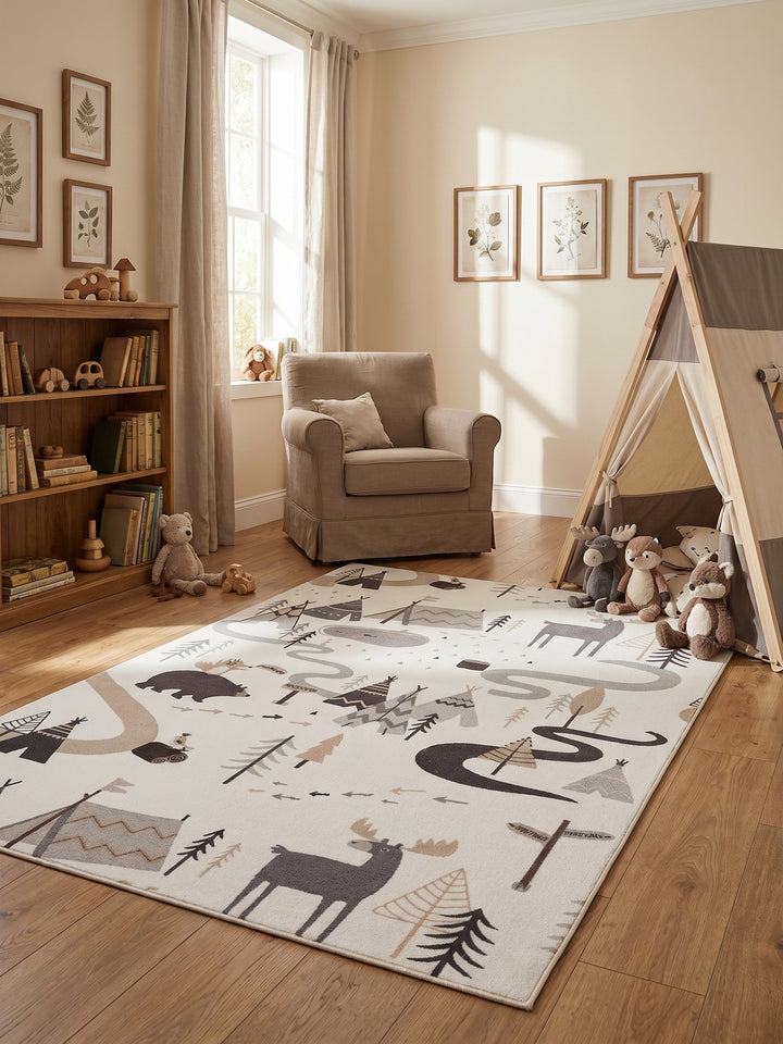 Teppich Creme rechteckig Farbdetail Muster_