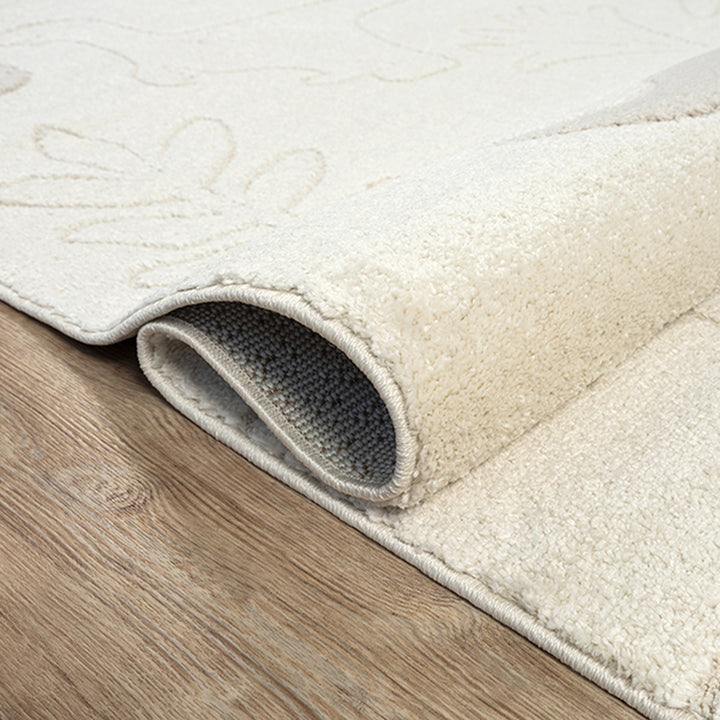 Kurzflorteppich Creme Kinder Polyester vielseitig für Wohn- und Schlafbereich CANAZEI Serie_