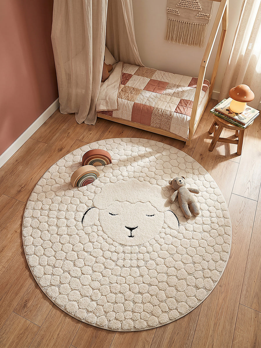 Teppich Creme rund Draufsicht_