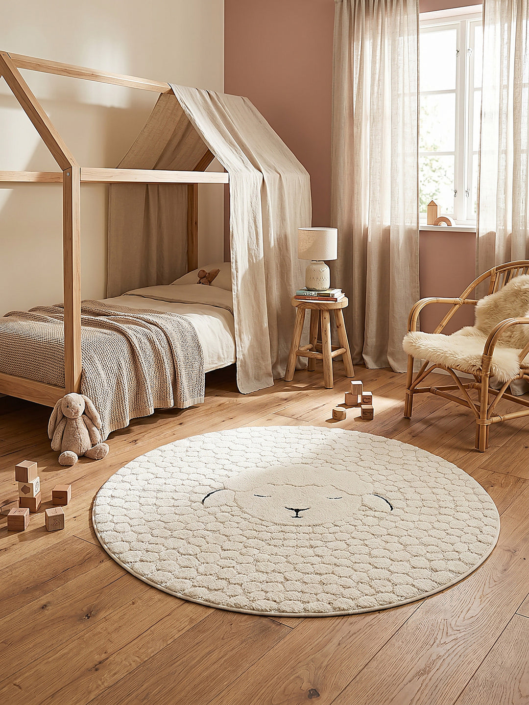Teppich Creme rund Editorial Styling_