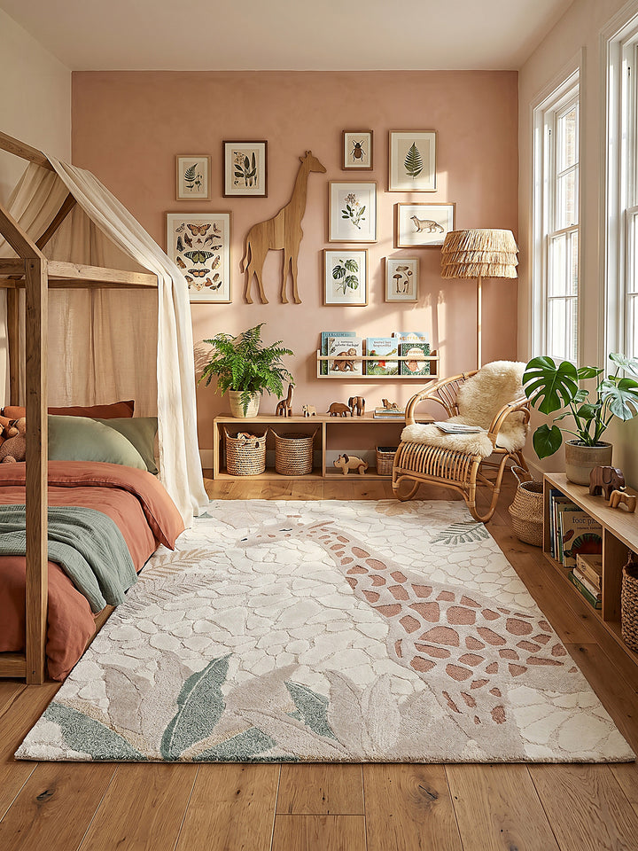 Teppich Creme rechteckig im modernen Wohnzimmer_