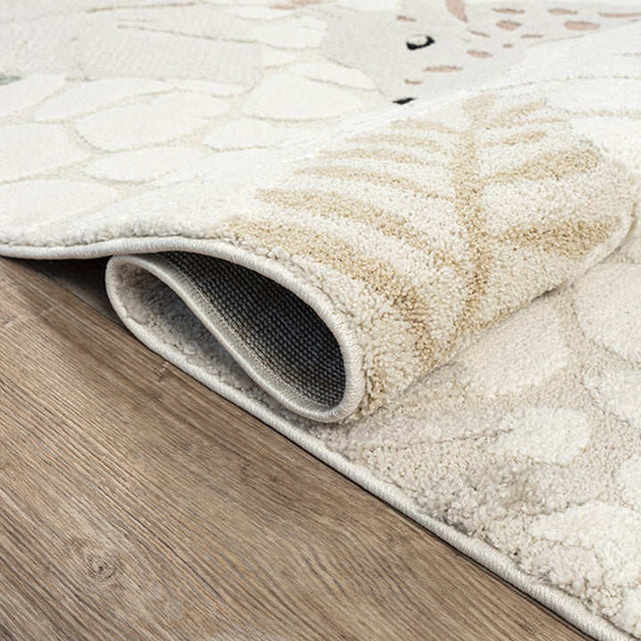 Creme Teppich Kurzflor Kinder für Wohnzimmer Schlafzimmer und Flur aus der VELT Kollektion_