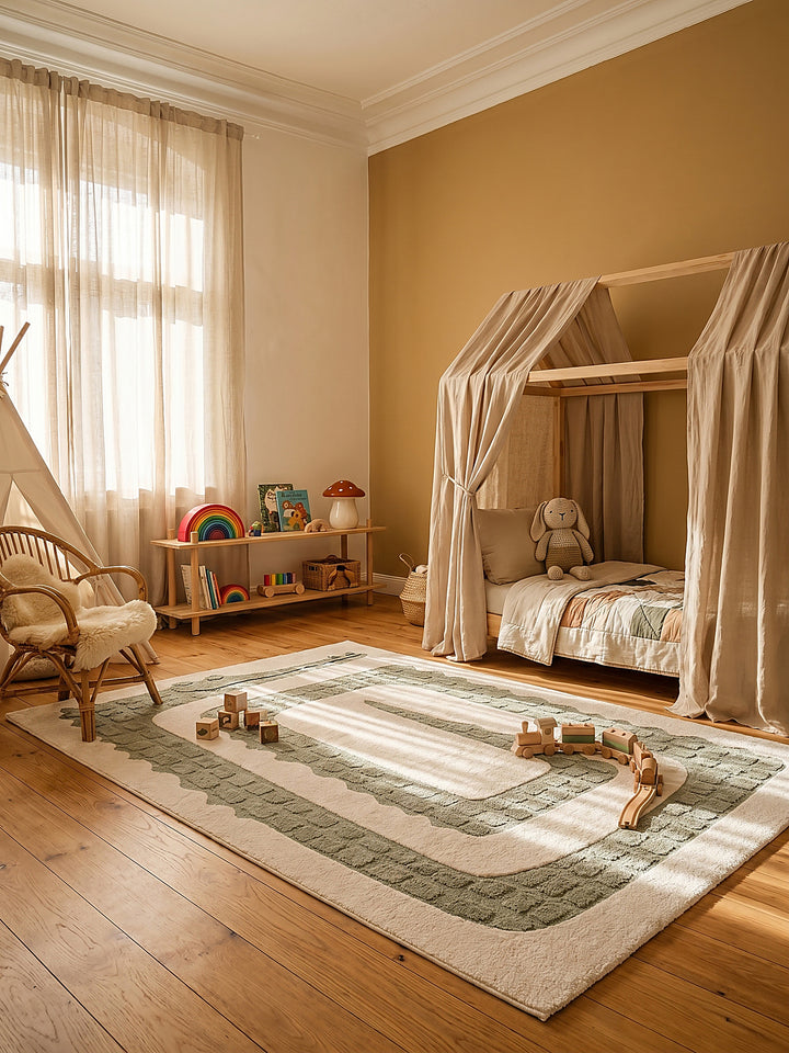Teppich Creme rechteckig im modernen Wohnzimmer_