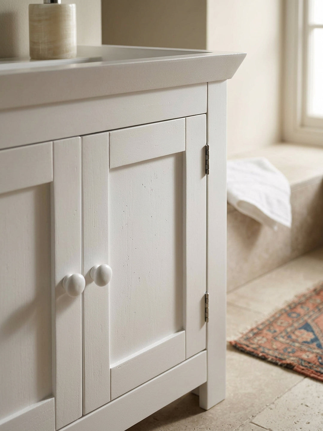 Klassischer Landhausstil Waschbeckenunterschrank_ 50x25x41 cm_ MDF - Stabil &amp; Geräumig - KADIMA DESIGN_Größe_ 57x30x56 cm_