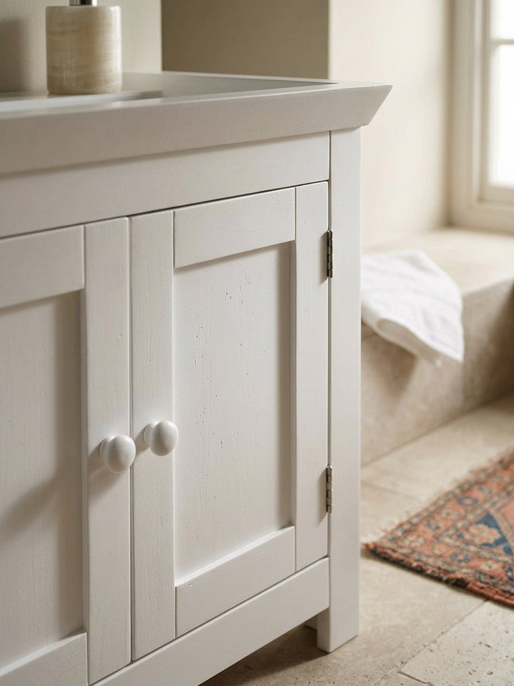 Klassischer Landhausstil Waschbeckenunterschrank_ 50x25x41 cm_ MDF - Stabil &amp;amp; Geräumig - KADIMA DESIGN_Größe_ 57x30x56 cm_