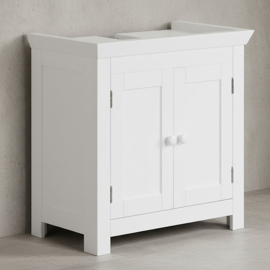 Klassischer Landhausstil Waschbeckenunterschrank_ 50x25x41 cm_ MDF - Stabil &amp; Geräumig - KADIMA DESIGN_Größe_ 57x30x56 cm_