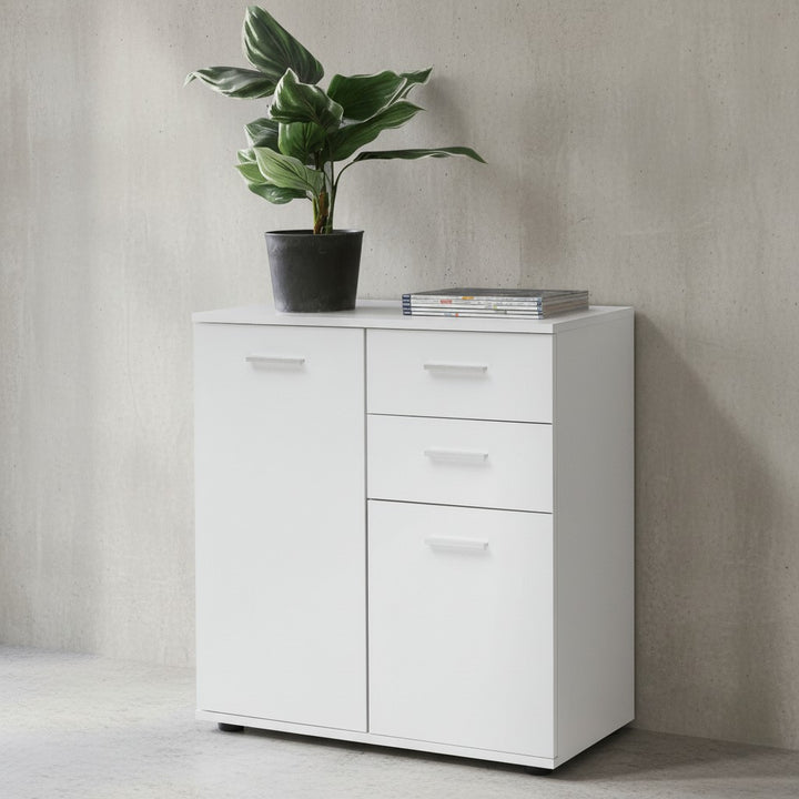 Kommode Sideboard_ 2 Türen und 2 Schubladen_ kratzfeste Melaminharz-Beschichtung - KADIMA DESIGN_Größe_ 71x36x78 cm_