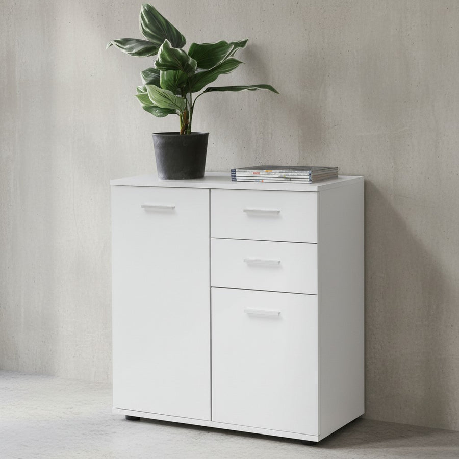 Kommode Sideboard_ 2 Türen und 2 Schubladen_ kratzfeste Melaminharz-Beschichtung - KADIMA DESIGN_Größe_ 71x36x78 cm_