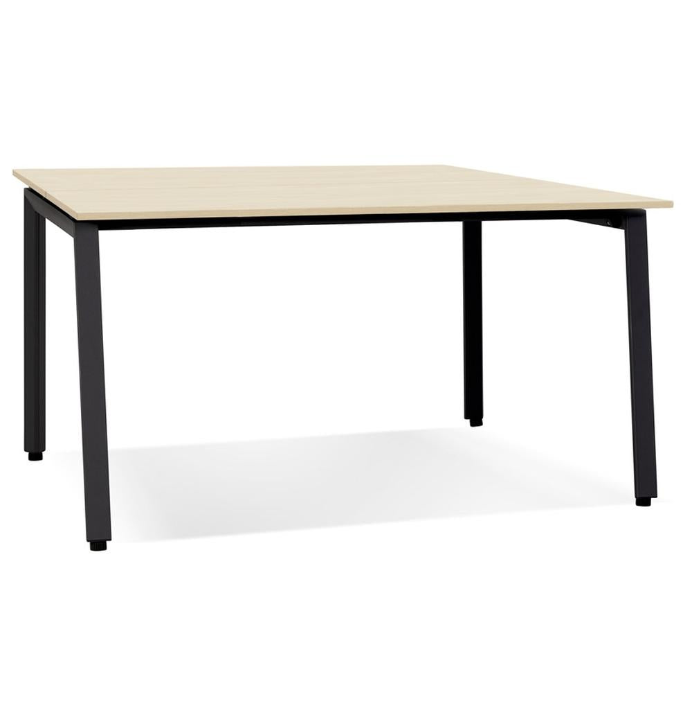 Besprechungstisch zweifarbig - 140x140 cm - beige MDF-Platte - schwarzes Metallgestell - elegant für moderne Büros - Kadima Design_