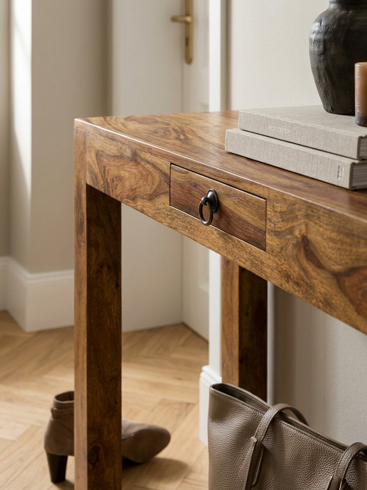 Konsolentisch &amp;quot;NAKO&amp;quot;_ Landhausstil_ Schublade_ Akazienholz_ 40 cm Tiefe_ vielseitig einsetzbar - KADIMA DESIGN_Farbe_ Braun_ Größe_ 120x40x70 cm_