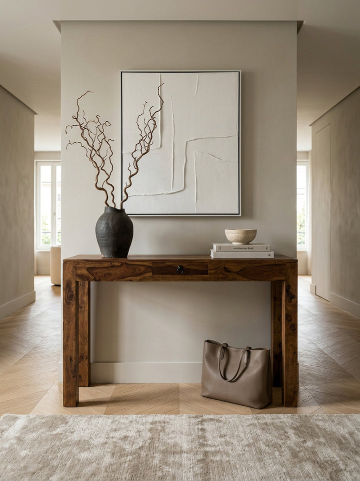 Konsolentisch &amp;quot;NAKO&amp;quot;_ Landhausstil_ Schublade_ Akazienholz_ 40 cm Tiefe_ vielseitig einsetzbar - KADIMA DESIGN_Farbe_ Braun_ Größe_ 120x40x70 cm_