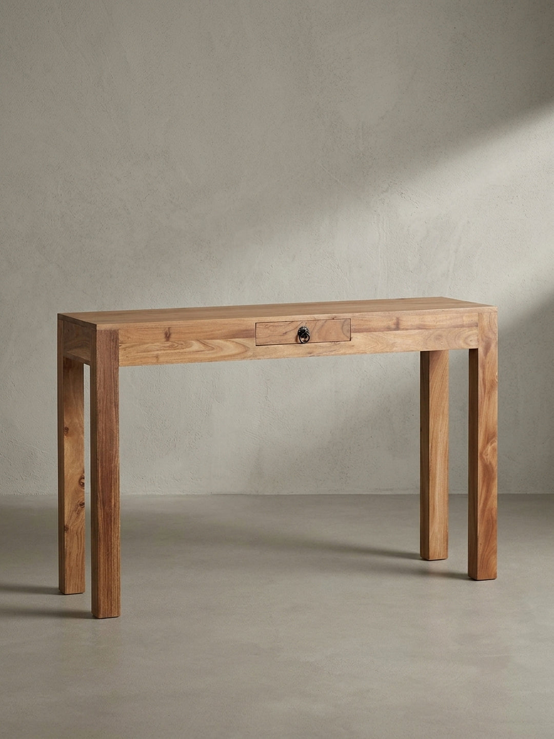 Konsolentische Sheesham Massivholz natur 40x120x70 cm mit Schublade und Ablagefach für Home Office Design Möbel modern hochwertig stilvoll robust langlebig Wohnen Einrichtung Interior_