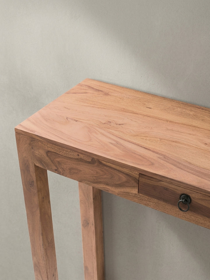 Konsolentische Sheesham Massivholz natur mit Schublade und Ablagefach 40x120x70 cm modern Design Möbel hochwertig Home Office Wohnzimmer Einrichtung Inspiration Wohnen Interior Zuhause_