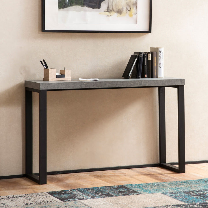 Konsolentisch – Betonoptik/Schwarz, 120x40x76 cm, mit Metallbeinen, schmal