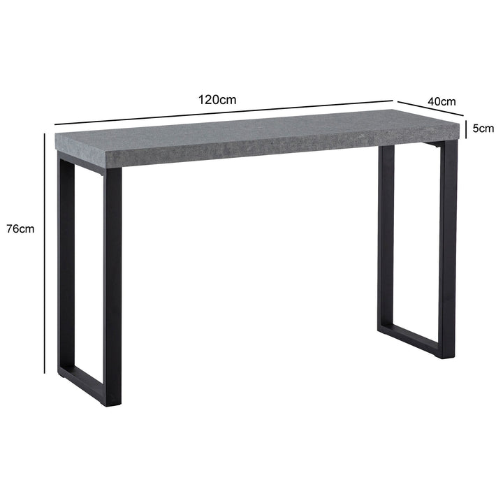 Konsolentisch – Betonoptik/Schwarz, 120x40x76 cm, mit Metallbeinen, schmal