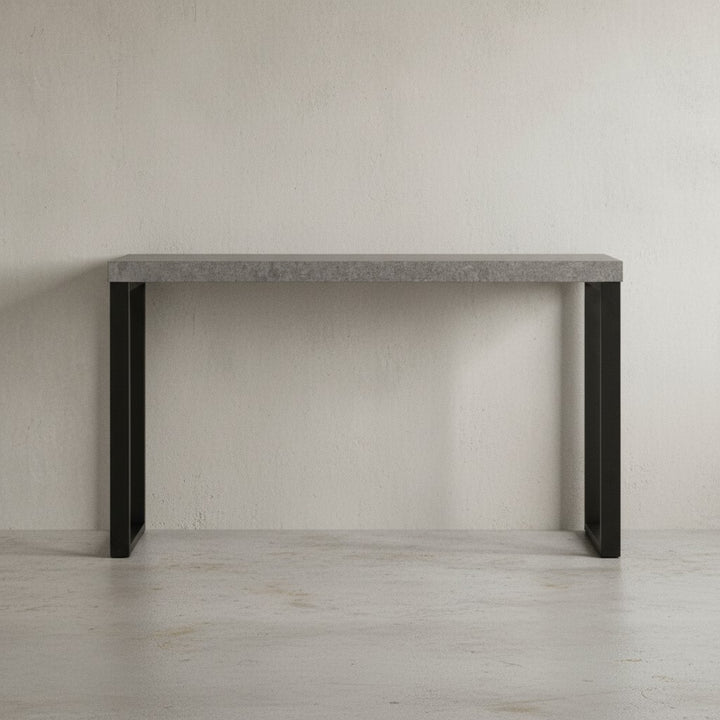 Konsolentisch Beton-Optik / Schwarz 120x40x76 cm Design Anrichte Flur - Ablagetisch Grau Schmal - Flurtisch mit Metallbeine - Dielentisch Lang Hoch - Kleiner Schreibtisch_