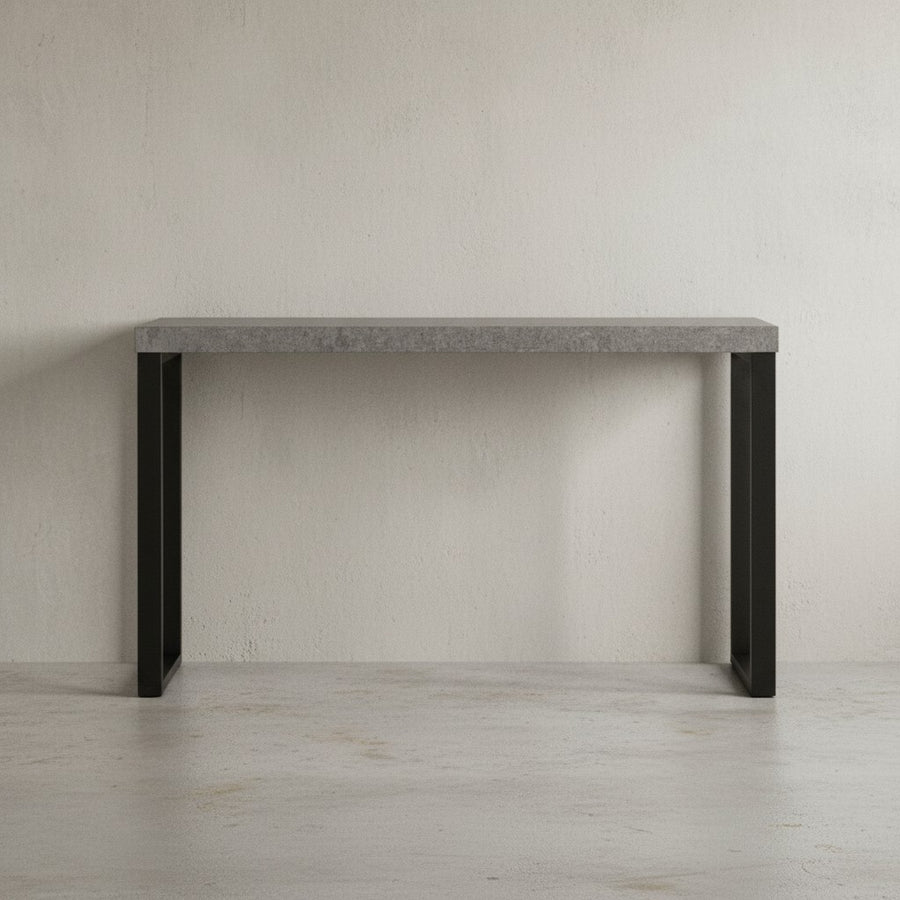 Konsolentisch Beton-Optik / Schwarz 120x40x76 cm Design Anrichte Flur - Ablagetisch Grau Schmal - Flurtisch mit Metallbeine - Dielentisch Lang Hoch - Kleiner Schreibtisch_