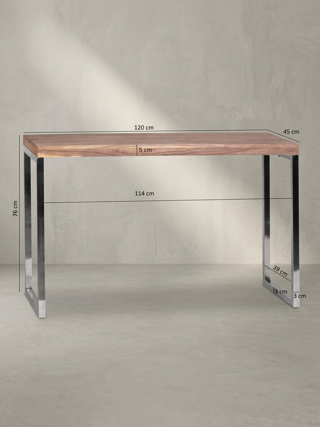 Konsolentische Akazie Massivholz natur Design modern mit Ablagefach 45x120x77 cm Möbel Einrichtung Home Office stilvoll zeitgenössisch elegant Wohnen Interior Zuhause Wohnzimmer hochwertig_