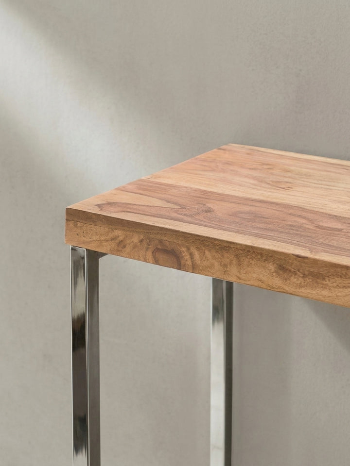 Konsolentische Akazie Massivholz natur mit Ablagefach 45x120x77 cm modern Design Möbel hochwertig Home Office Wohnzimmer Einrichtung Inspiration Wohnen Interior Zuhause elegant stilvoll_