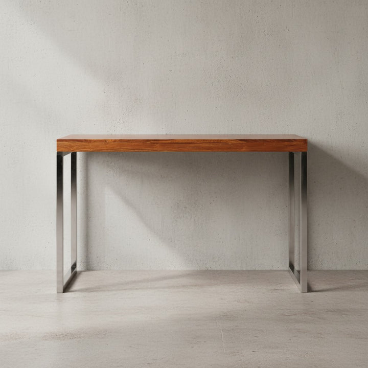 Konsolentisch ISEN_ Flexibel_ 120x76x45 cm_ Massivholz_ Chromgestell_ handgefertigt - KADIMA DESIGN_Farbe_ Braun_ Größe_ 120x45x77 cm_