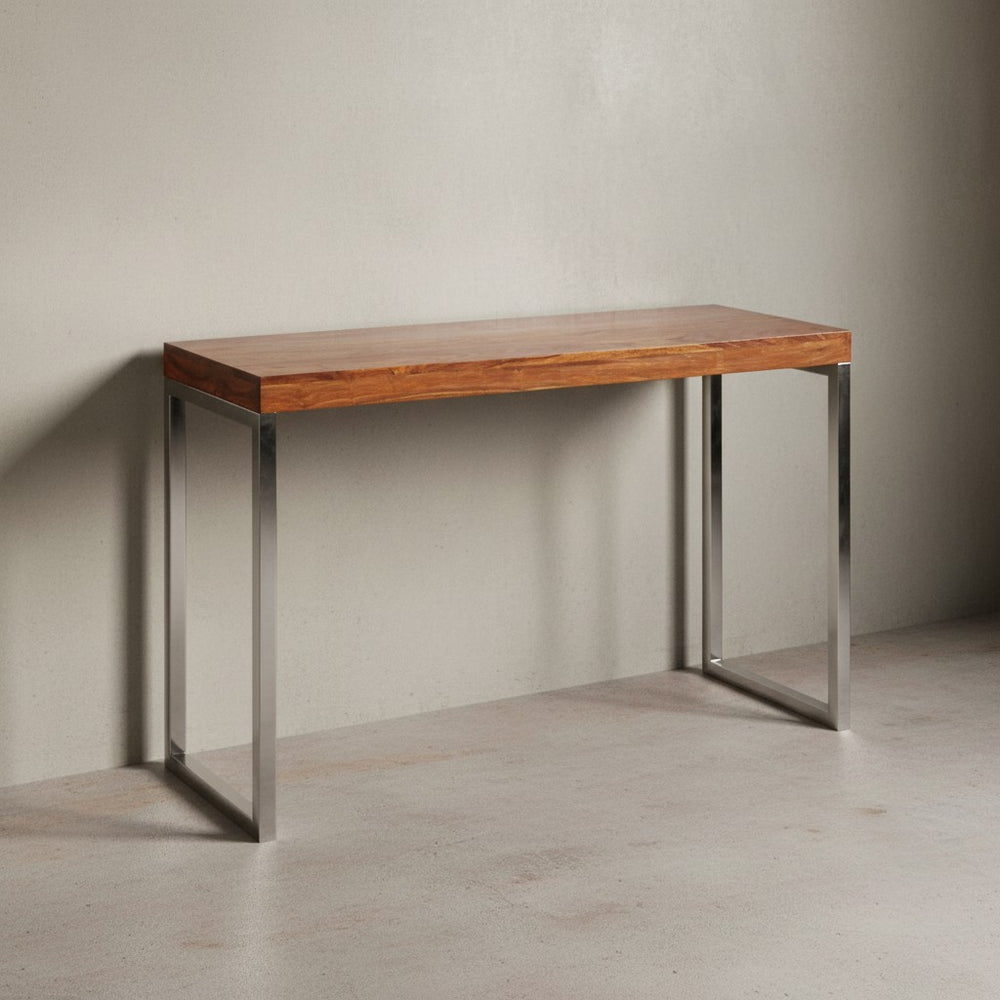 Konsolentisch ISEN_ Flexibel_ 120x76x45 cm_ Massivholz_ Chromgestell_ handgefertigt - KADIMA DESIGN_Farbe_ Braun_ Größe_ 120x45x77 cm_