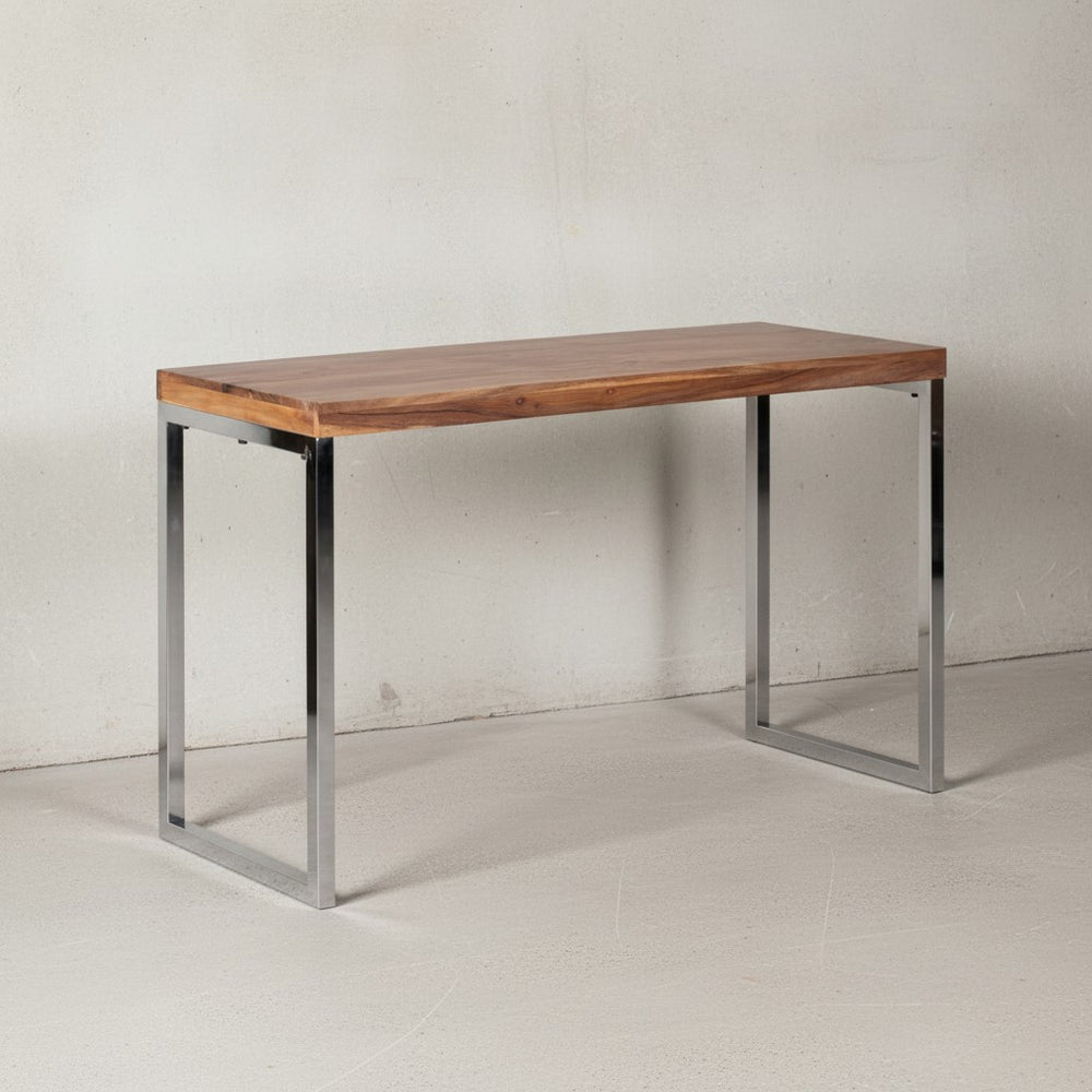 Konsolentisch ISEN_ Flexibel_ 120x76x45 cm_ Massivholz_ Chromgestell_ handgefertigt - KADIMA DESIGN_Farbe_ Beige_ Größe_ 120x45x77 cm_