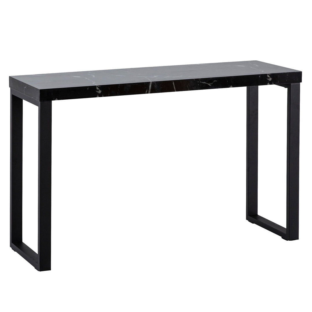 Konsolentisch – Marmoroptik Schwarz, 120x40x76 cm, Hochglanz, Metallbeine