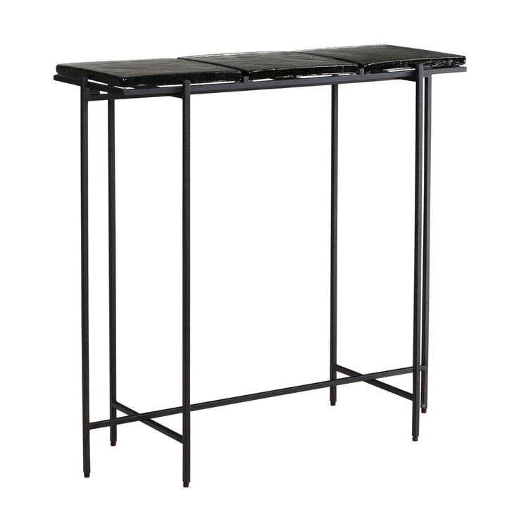 Konsolentisch – Schwarz/Glas, 90x29x85 cm, Metallgestell, mit abnehmbaren Tischplatten