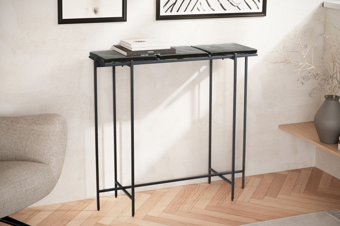 Konsolentisch – Schwarz/Glas, 90x29x85 cm, Metallgestell, mit abnehmbaren Tischplatten
