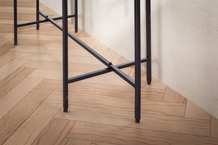Konsolentisch Schwarz 90x29x85 cm Design Anrichte Glas Flur - Ablagetisch mit Metallgestell Schmal Modern - Flurtisch mit abnehmbaren Tischplatten - Dielentisch Lang Hoch_