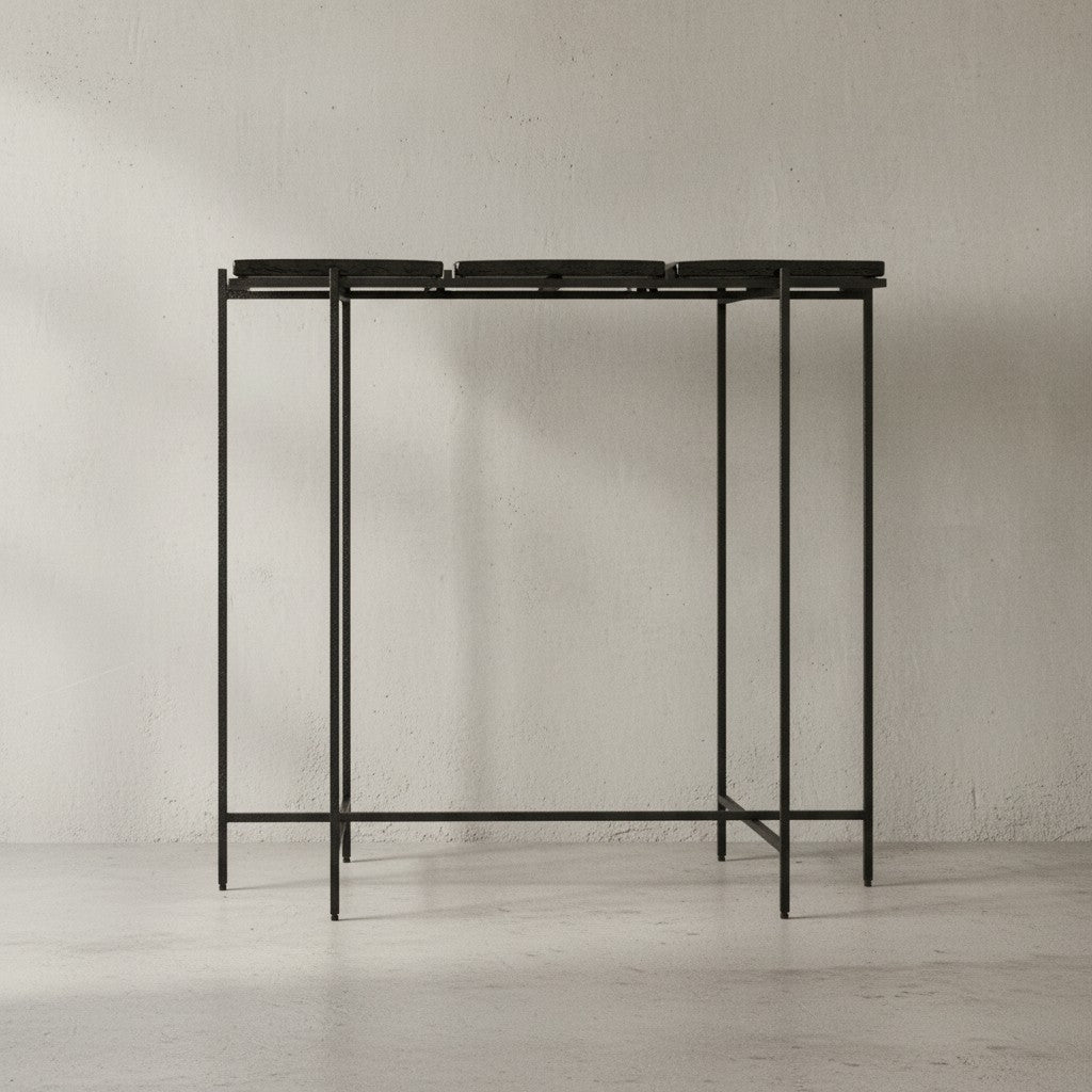 Konsolentisch Schwarz 90x29x85 cm Design Anrichte Glas Flur - Ablagetisch mit Metallgestell Schmal Modern - Flurtisch mit abnehmbaren Tischplatten - Dielentisch Lang Hoch_