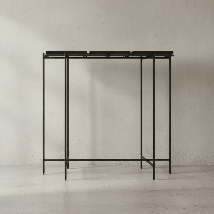 Konsolentisch Schwarz 90x29x85 cm Design Anrichte Glas Flur - Ablagetisch mit Metallgestell Schmal Modern - Flurtisch mit abnehmbaren Tischplatten - Dielentisch Lang Hoch_