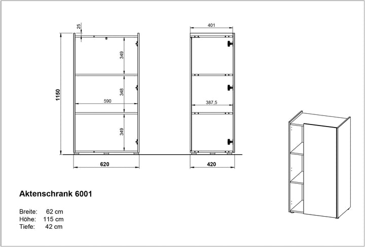 Kratzfester Büroschrank mit Fächernin_ 62x42x115_ Griffloses Design_ Weiß-Beige_ Deutscher Qualität_ SAGE-Serie von Kadima Design_Größe_ 62x42x115 cm_#sku_BARK6001_633#