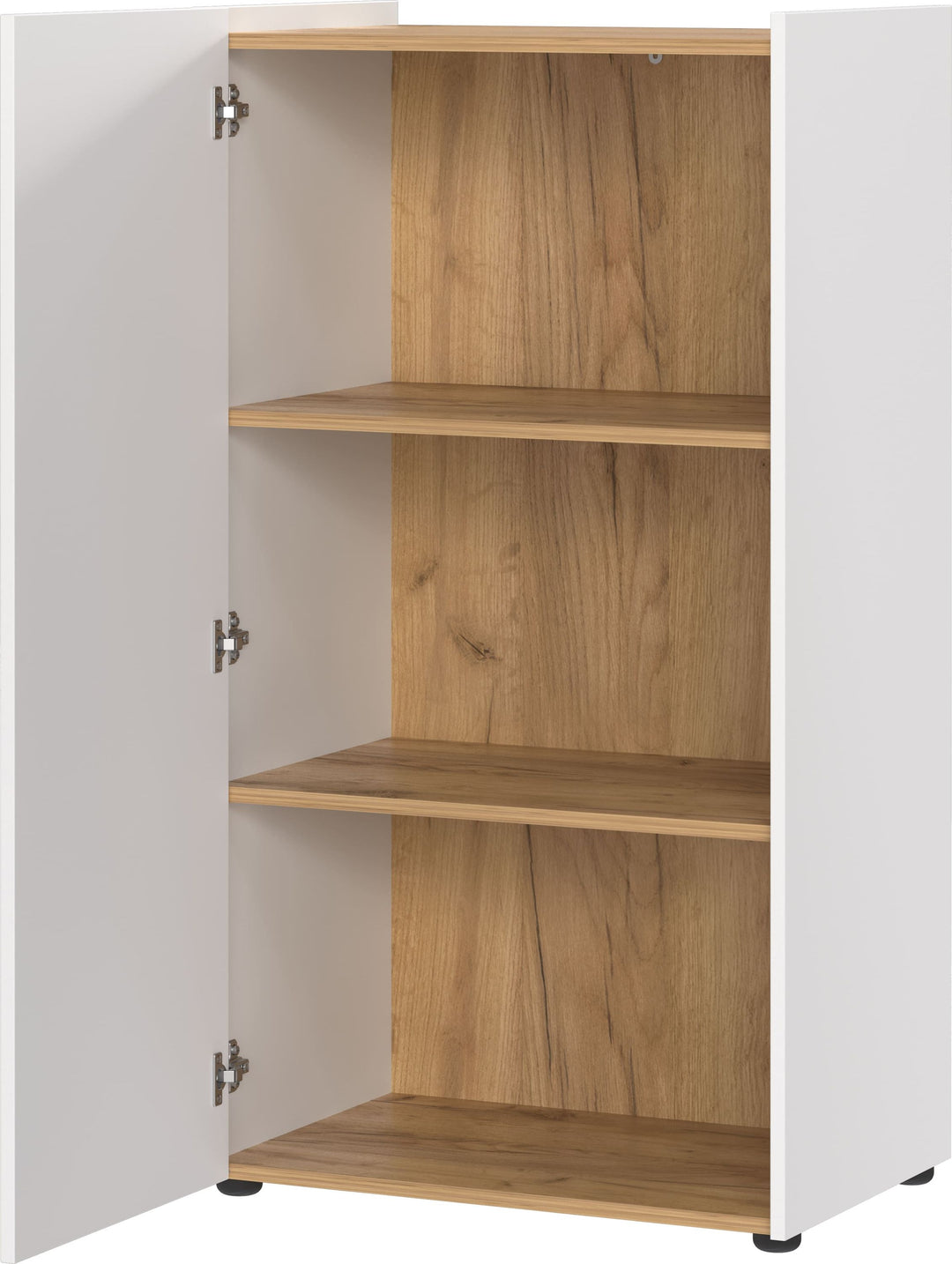 Kratzfester Büroschrank mit Fächernin_ 62x42x115_ Griffloses Design_ Weiß-Beige_ Deutscher Qualität_ SAGE-Serie von Kadima Design_Größe_ 62x42x115 cm_#sku_BARK6001_633#