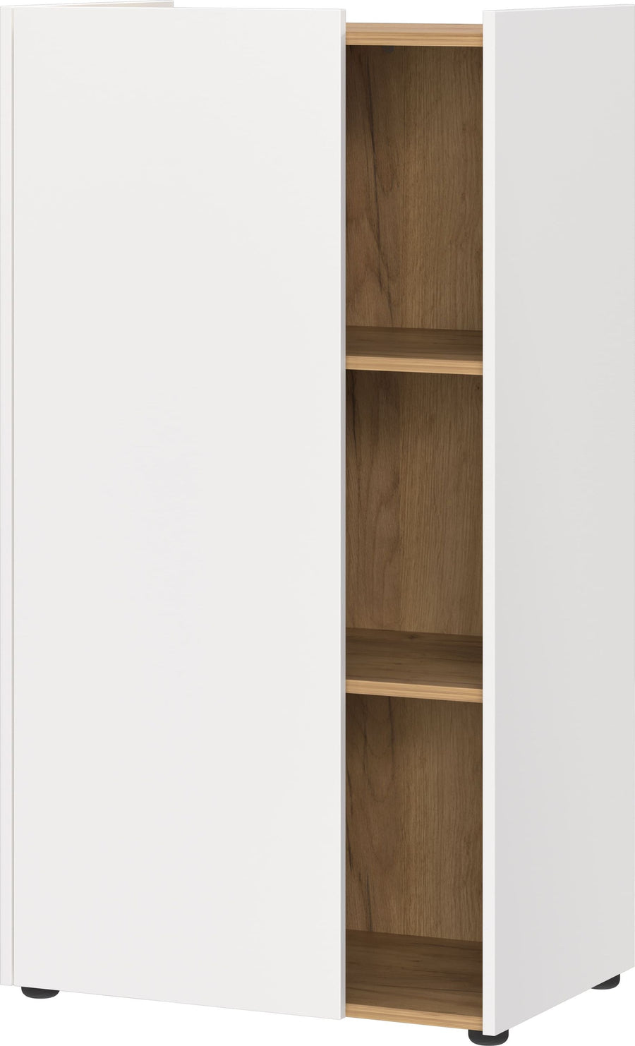 Kratzfester Büroschrank mit Fächernin_ 62x42x115_ Griffloses Design_ Weiß-Beige_ Deutscher Qualität_ SAGE-Serie von Kadima Design_Größe_ 62x42x115 cm_#sku_BARK6001_633#