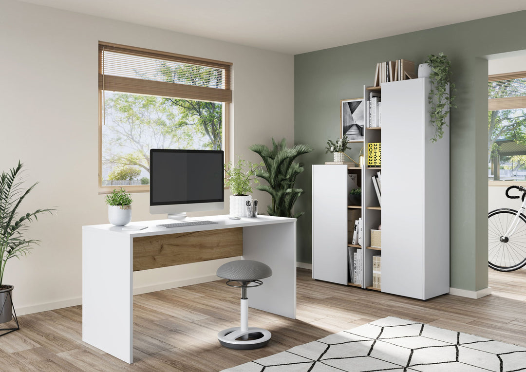 Kratzfester Büroschrank mit Fächernin_ 62x42x115_ Griffloses Design_ Weiß-Beige_ Deutscher Qualität_ SAGE-Serie von Kadima Design_Größe_ 62x42x115 cm_#sku_BARK6001_633#