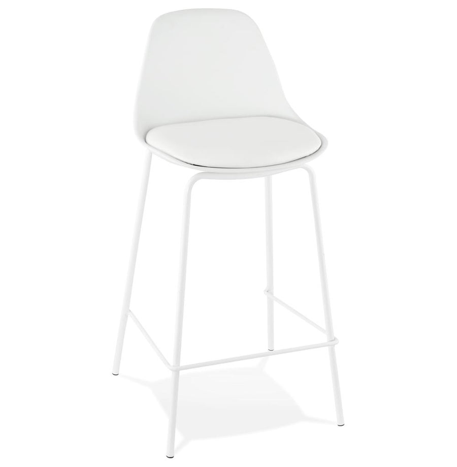 Weißer Barhocker - 65cm Sitzhöhe - Kunstleder-Polsterung - schlankes Design für moderne Wohnküchen von Kadima Design_