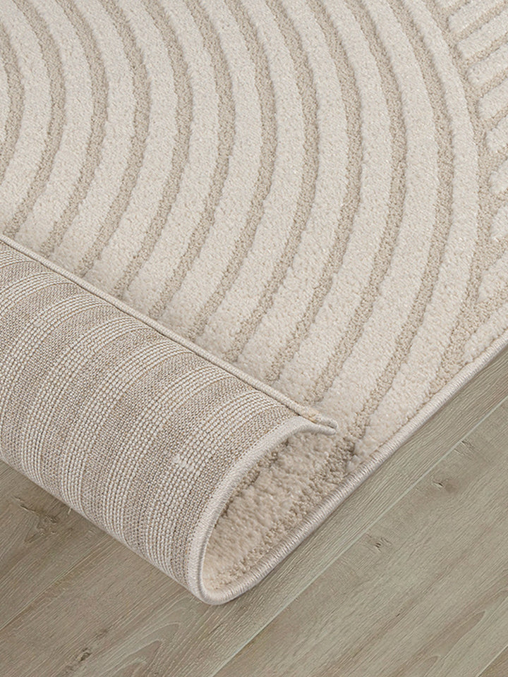 Teppich Beige Geometrisch rechteckig Polyester Skandinavisch Einrichtung Wohnidee Bodenbelag CETINA_