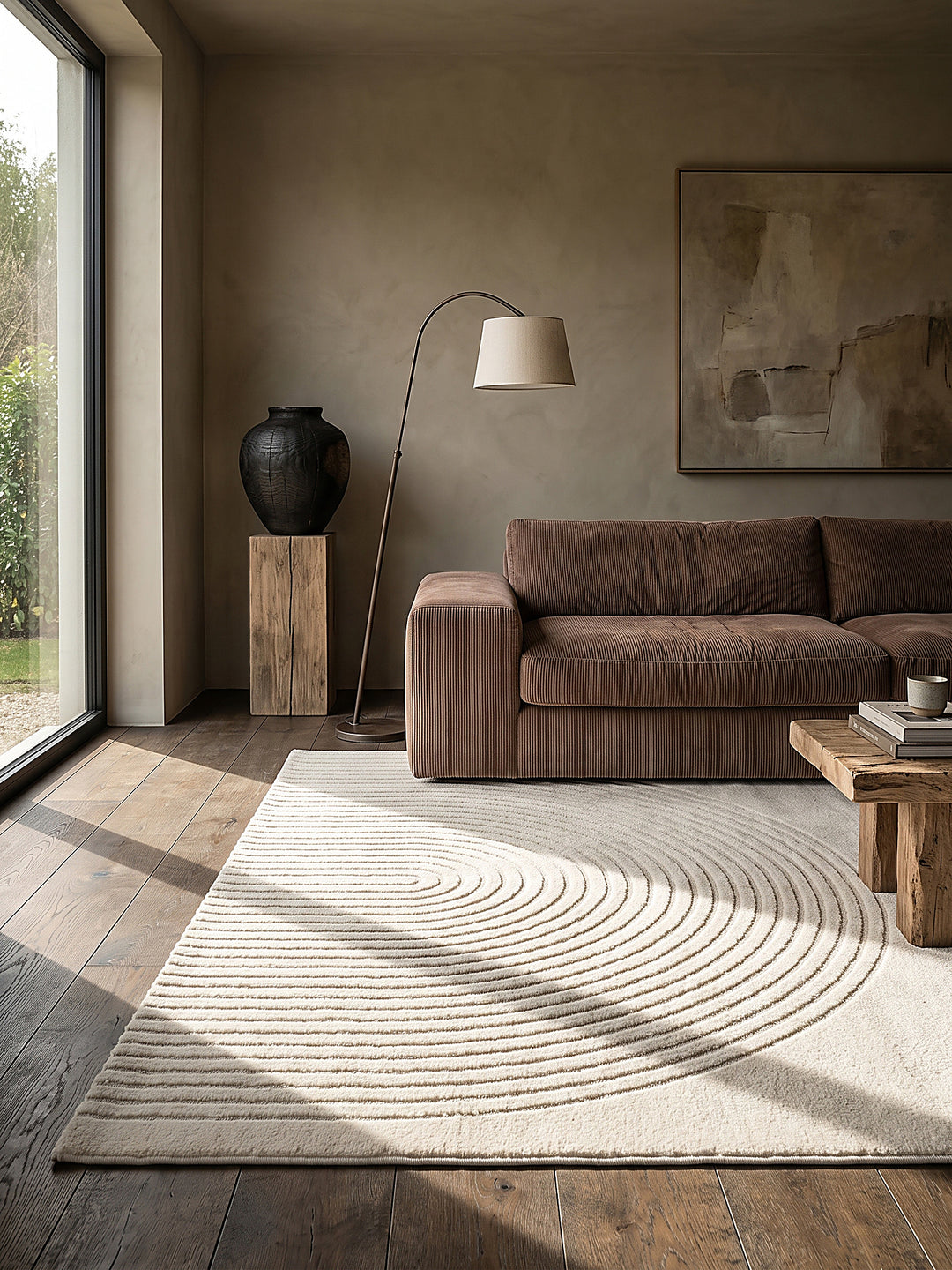 Teppich Creme rechteckig im modernen Wohnzimmer_