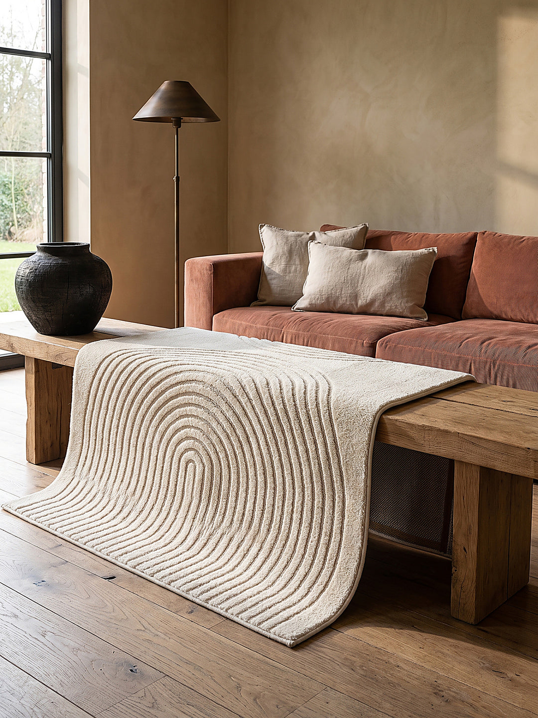 Teppich Creme rechteckig Editorial Styling_
