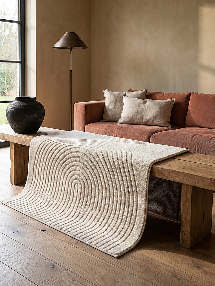 Teppich Creme rechteckig Editorial Styling_