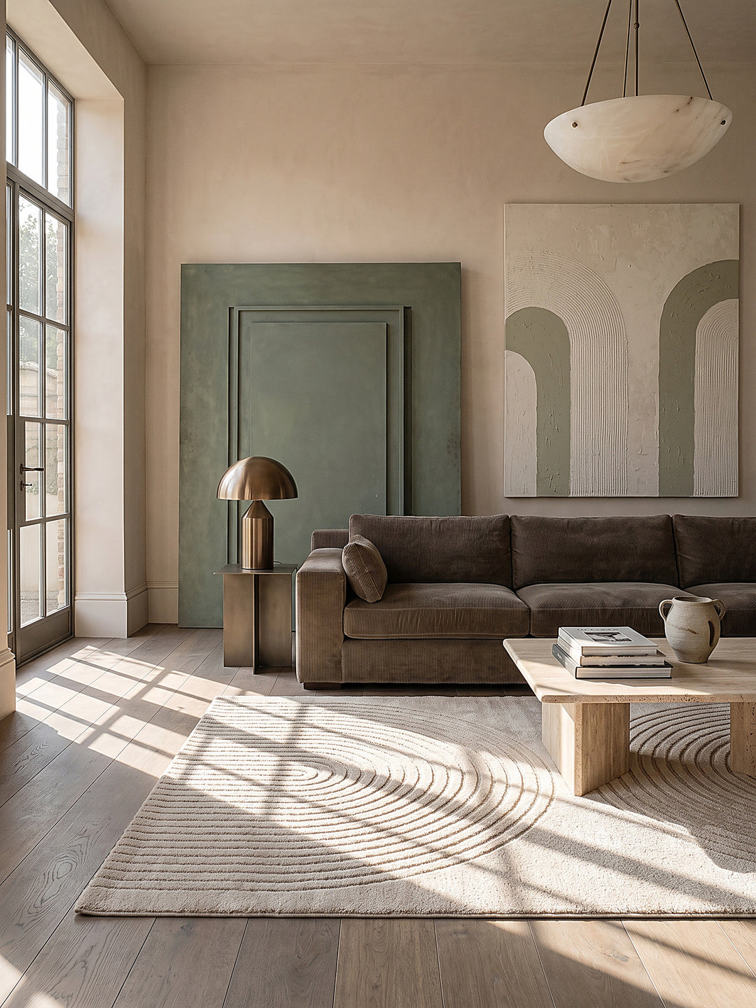 Teppich Beige rechteckig im modernen Wohnzimmer_