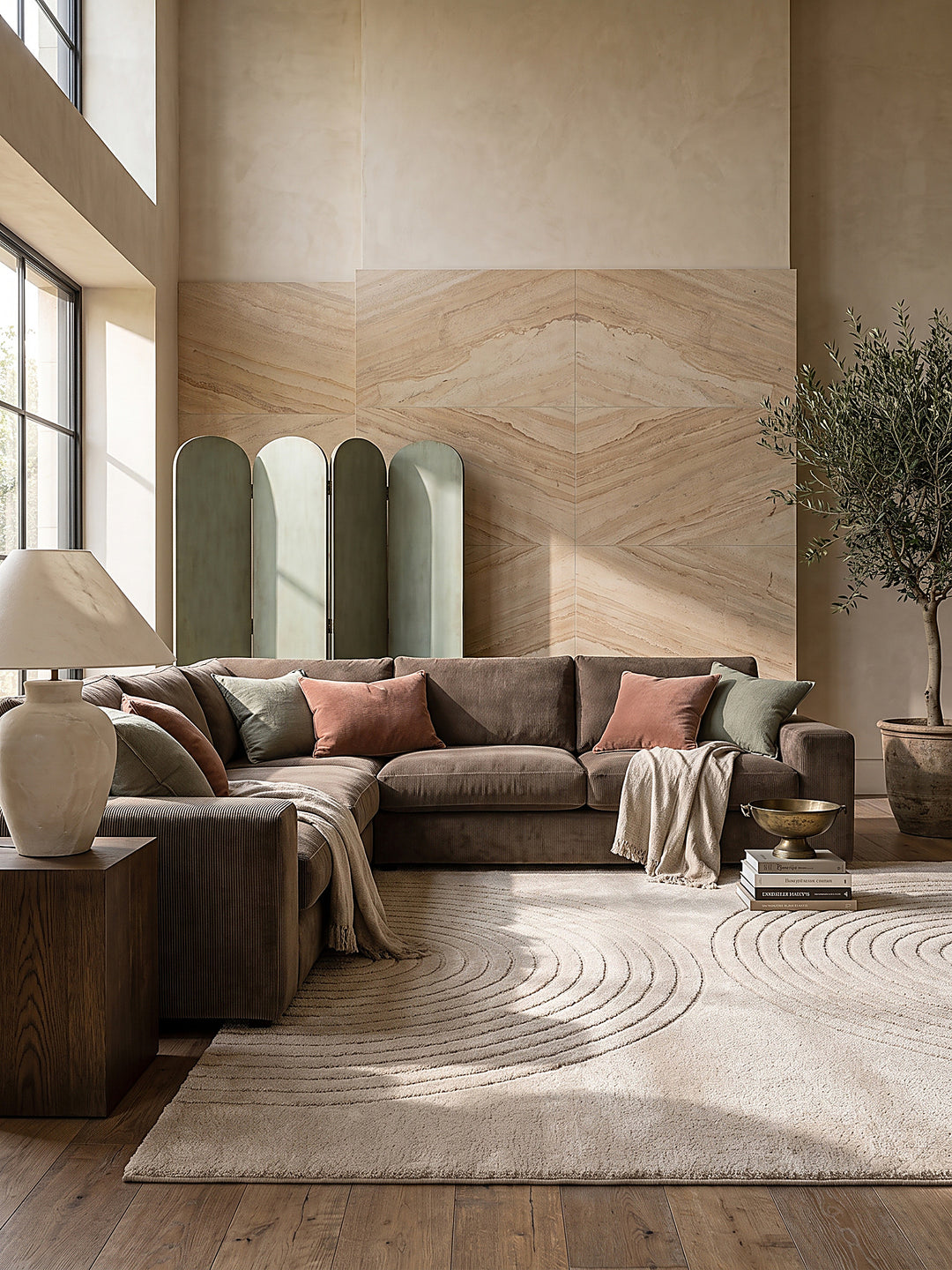 Teppich Beige rechteckig Editorial Styling_