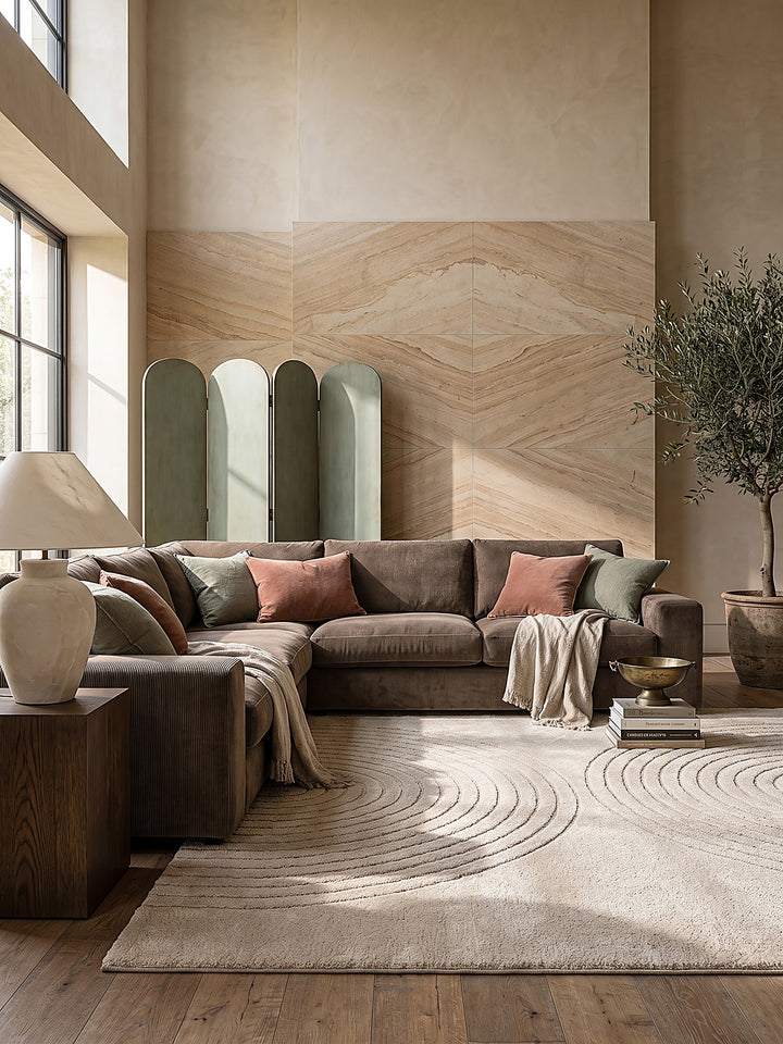 Teppich Beige rechteckig Editorial Styling_